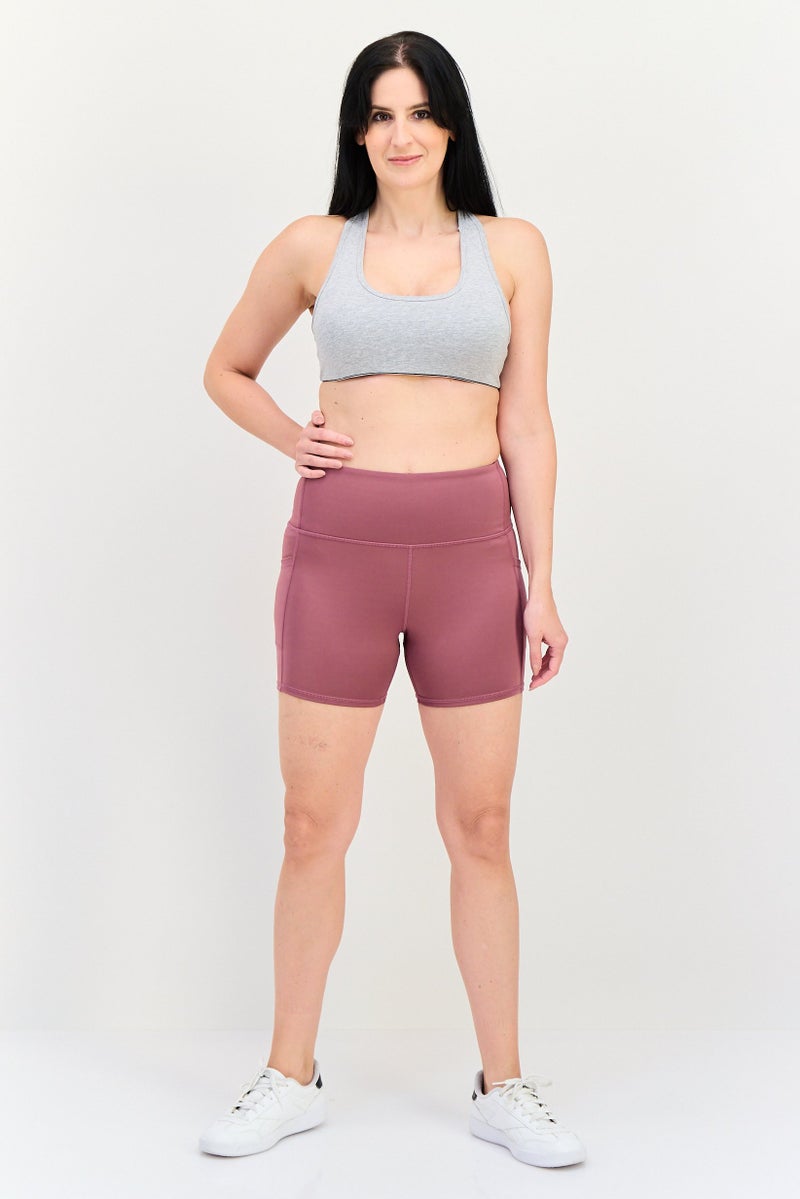 Aeropostale Women Sportswear Fit Training Shorts, Dark Mauve - Image 2